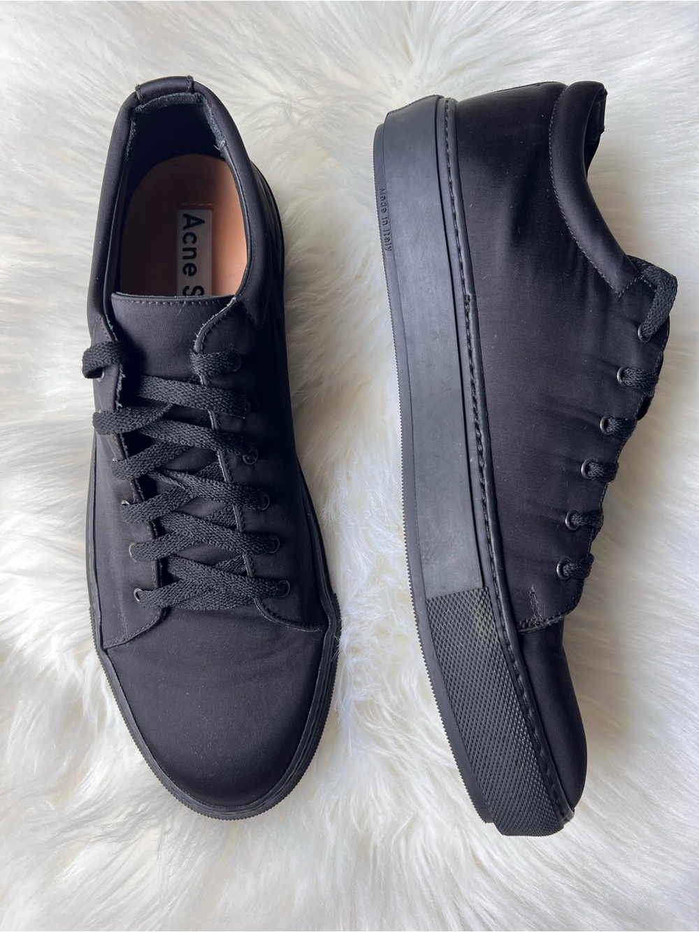Acne Studios Mens Low Top Sneakers Sz 44 US Size 11 Satin Lace Up Casual Italy - Picture 11 of 15